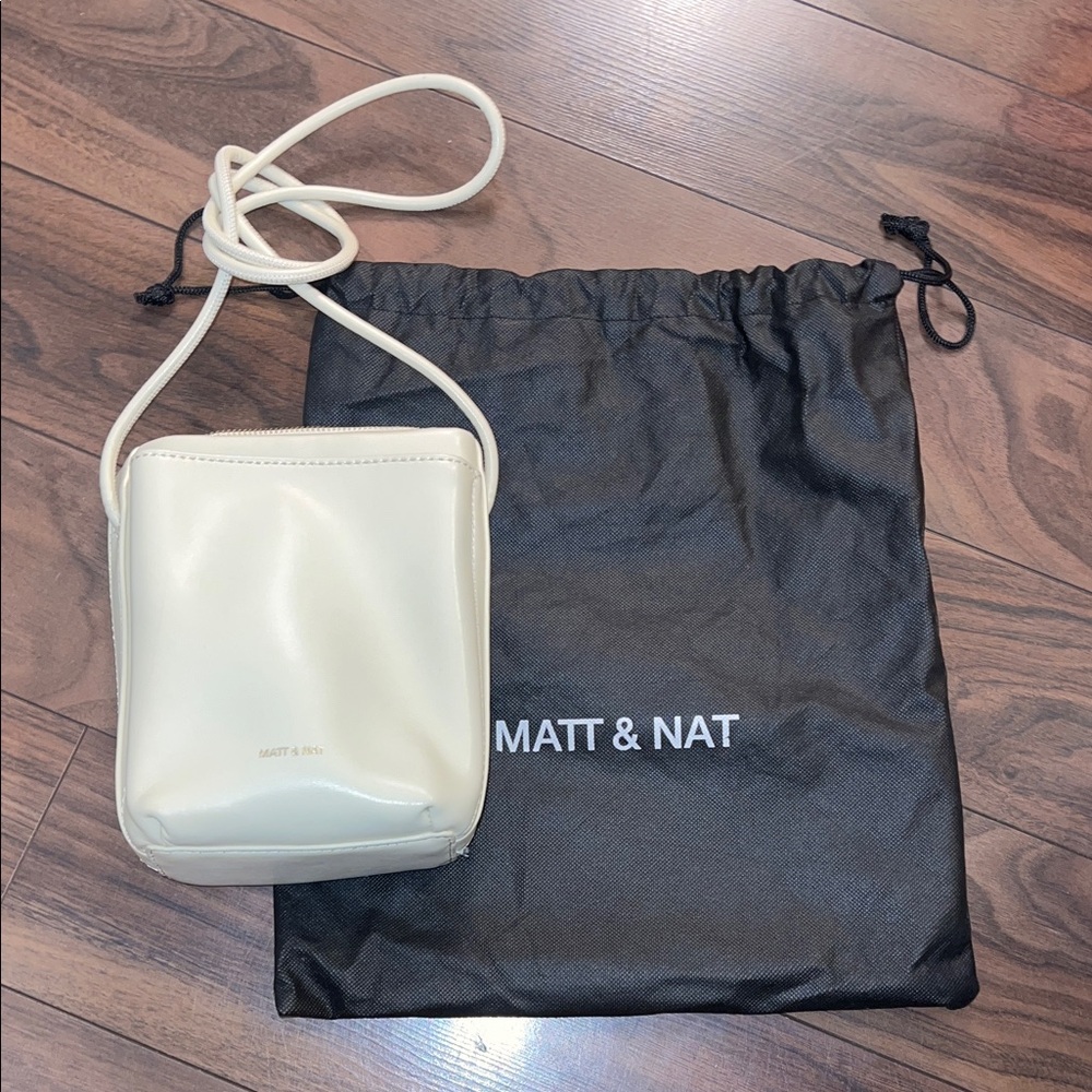 Matt & Nat Cream Vegan Leather Mini Crossbody